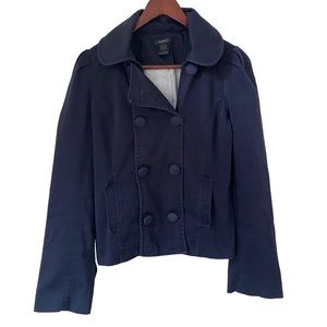 Emphasis size 8 double breasted lined navy blue blazer cotton